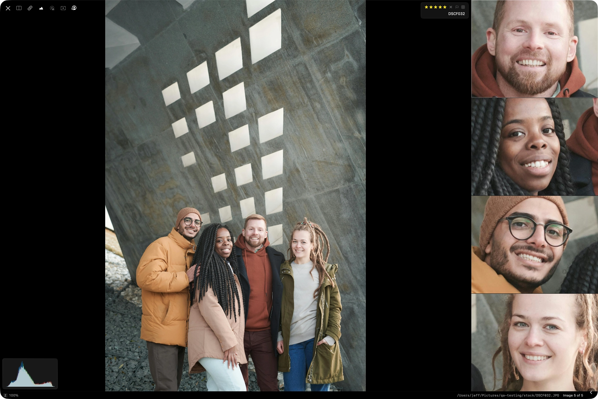 Subject Panel showing detected face and subject crops in PhotoCuller