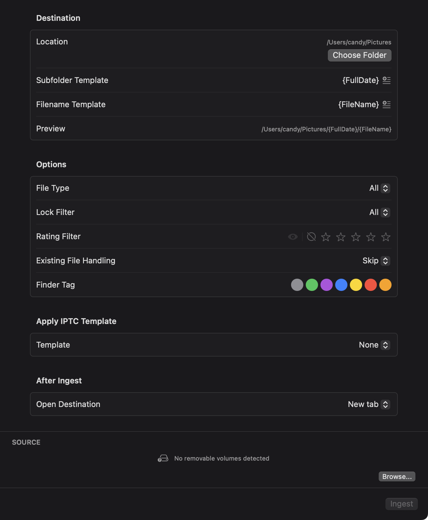 Ingest interface in PhotoCuller