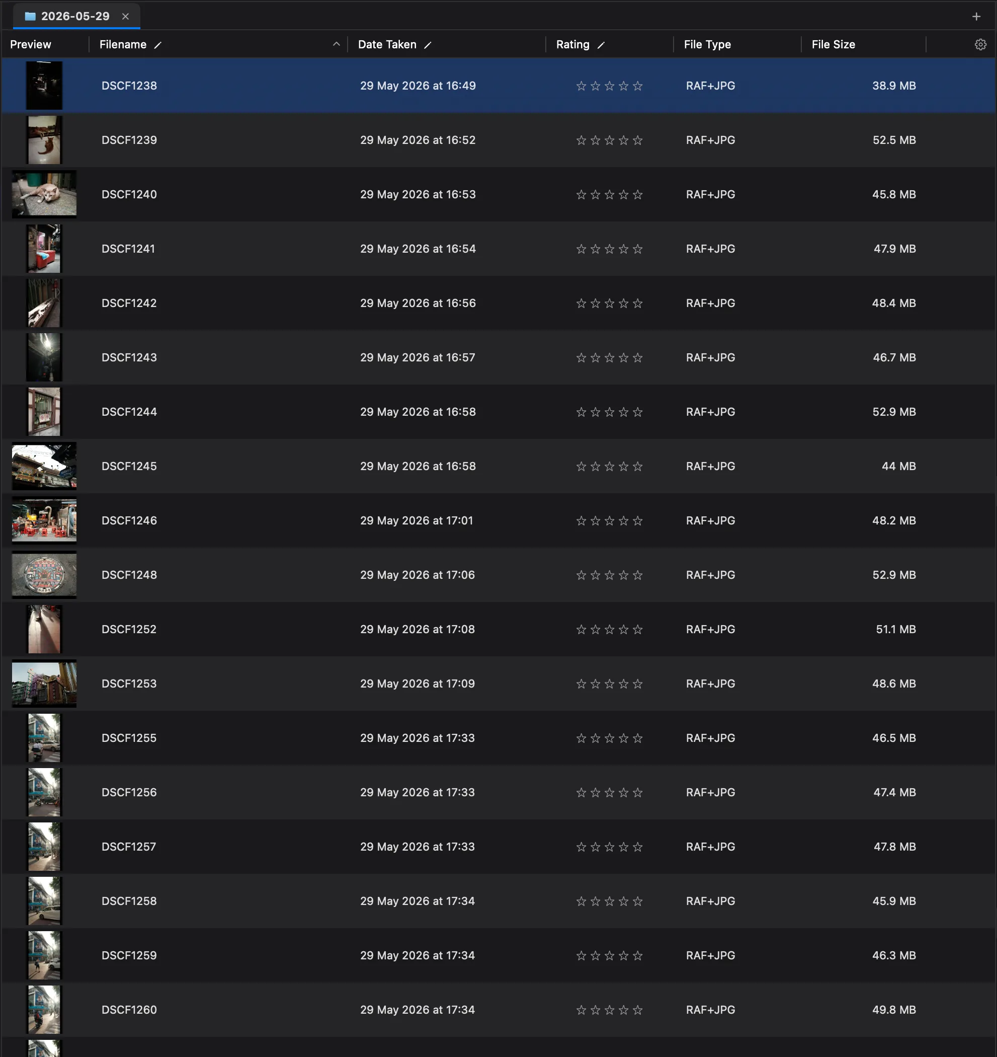 List view in PhotoCuller